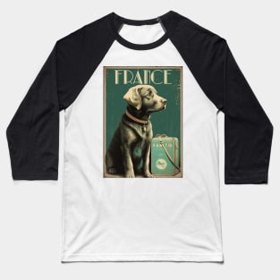 France Dog Vintage Travel Art Poster Baseball T-Shirt